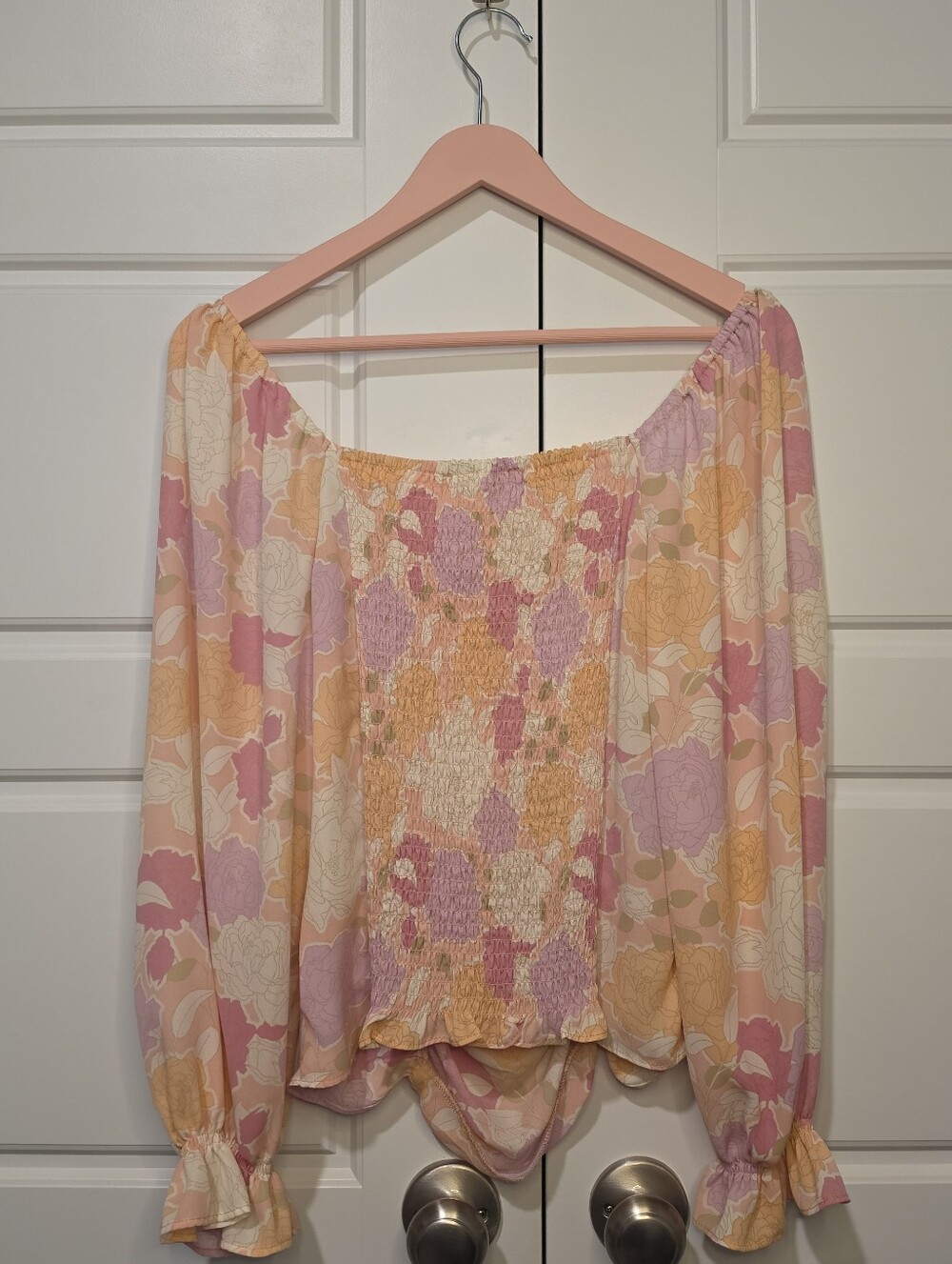 Rose+Olive Floral Ruched Blouse Size Small - Picture 3 of 6